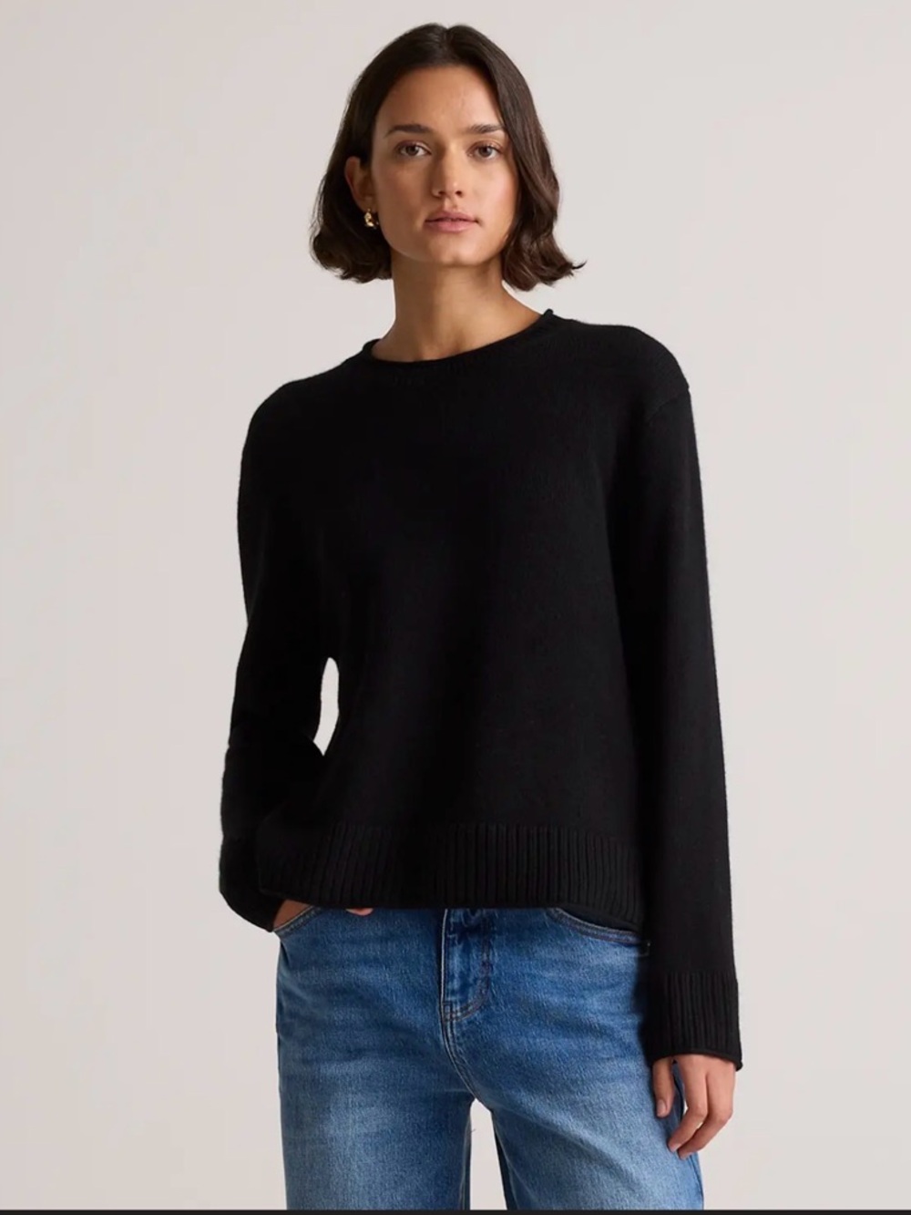 Quince Cashmere Boxy Crewneck Sweater M, XL Black, New with tags